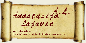 Anastasija Lojović vizit kartica